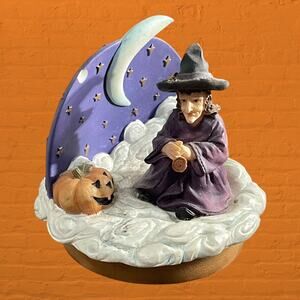 Yankee Candle Our America Halloween Jar Topper Witch Cat Moon Pumpkin Purple 4"